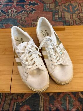 Gola for JCrew Gold-Accent White Canvas Sneakers — Women's Casual Lace-Up